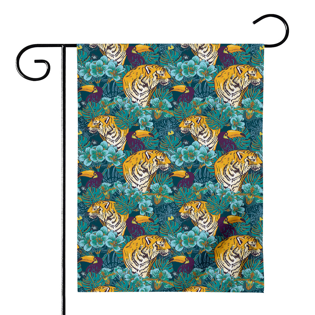 Tiger And Toucan Pattern Print House Flag