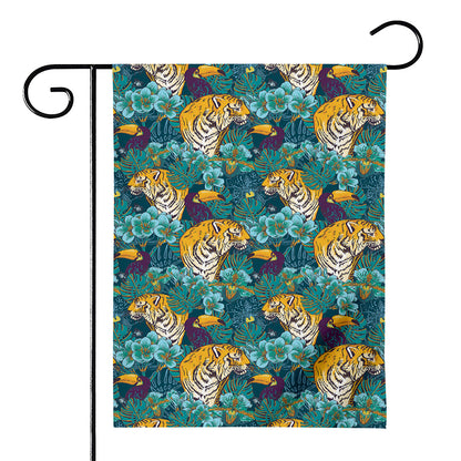 Tiger And Toucan Pattern Print House Flag