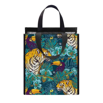 Tiger And Toucan Pattern Print Insulated Lunch Tote