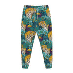 Tiger And Toucan Pattern Print Jogger Pants