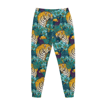 Tiger And Toucan Pattern Print Jogger Pants