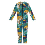Tiger And Toucan Pattern Print Jumpsuit