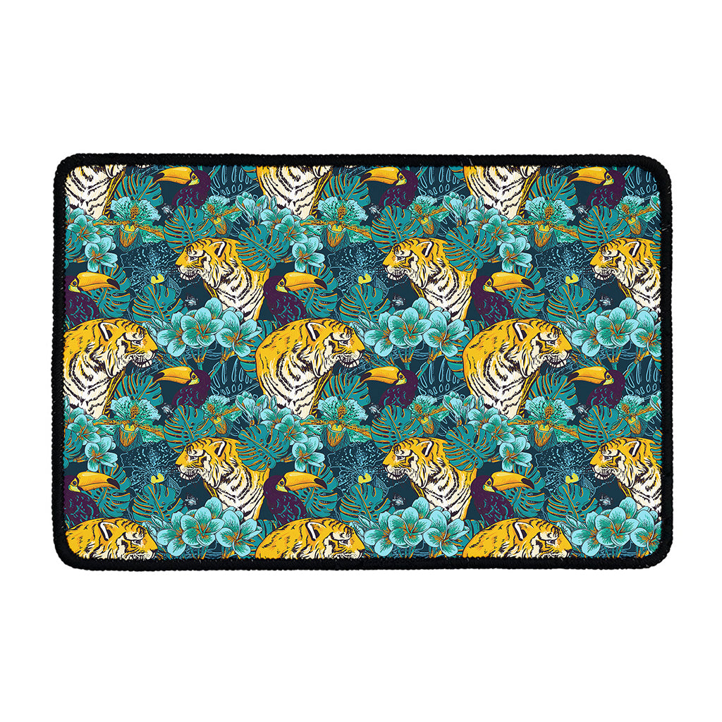 Tiger And Toucan Pattern Print Kitchen Mat