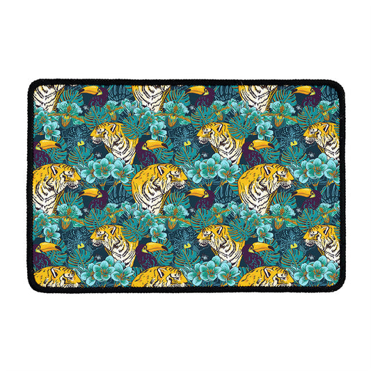 Tiger And Toucan Pattern Print Kitchen Mat