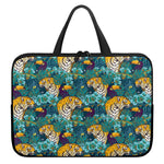 Tiger And Toucan Pattern Print Laptop Sleeve With Handle