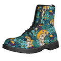 Tiger And Toucan Pattern Print Lace-Up Boots