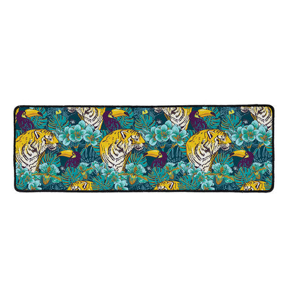 Tiger And Toucan Pattern Print Long Kitchen Mat