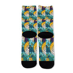 Tiger And Toucan Pattern Print Long Socks
