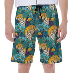 Tiger And Toucan Pattern Print Men's Beach Shorts