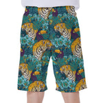 Tiger And Toucan Pattern Print Men's Beach Shorts