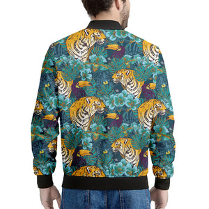 Tiger And Toucan Pattern Print Men's Bomber Jacket