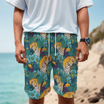 Tiger And Toucan Pattern Print Men's Cargo Shorts
