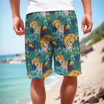 Tiger And Toucan Pattern Print Men's Cargo Shorts