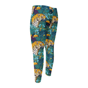 Tiger And Toucan Pattern Print Men's Compression Pants