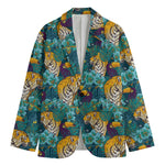 Tiger And Toucan Pattern Print Men's Cotton Blazer