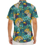 Tiger And Toucan Pattern Print Men's Deep V-Neck Shirt