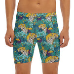 Tiger And Toucan Pattern Print Men's Long Boxer Briefs