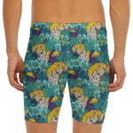 Tiger And Toucan Pattern Print Men's Long Boxer Briefs