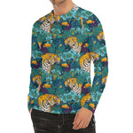 Tiger And Toucan Pattern Print Men's Long Sleeve Rash Guard
