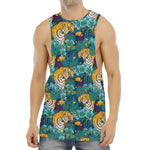 Tiger And Toucan Pattern Print Men's Muscle Tank Top