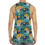Tiger And Toucan Pattern Print Men's Muscle Tank Top