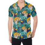 Tiger And Toucan Pattern Print Men's Shirt