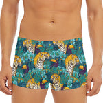 Tiger And Toucan Pattern Print Men's Short Boxer Briefs