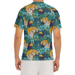 Tiger And Toucan Pattern Print Men's Short Sleeve Rash Guard