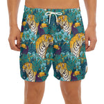 Tiger And Toucan Pattern Print Men's Split Running Shorts