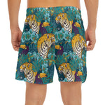 Tiger And Toucan Pattern Print Men's Split Running Shorts
