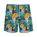 Tiger And Toucan Pattern Print Men's Sports Shorts