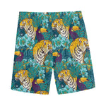 Tiger And Toucan Pattern Print Men's Sports Shorts