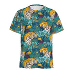 Tiger And Toucan Pattern Print Men's Sports T-Shirt