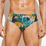 Tiger And Toucan Pattern Print Men's Swim Briefs