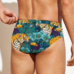 Tiger And Toucan Pattern Print Men's Swim Briefs
