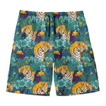 Tiger And Toucan Pattern Print Men's Swim Trunks