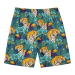 Tiger And Toucan Pattern Print Men's Swim Trunks