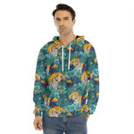 Tiger And Toucan Pattern Print Men's Velvet Pullover Hoodie