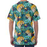 Tiger And Toucan Pattern Print Men's Velvet T-Shirt