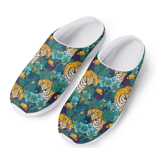 Tiger And Toucan Pattern Print Mesh Casual Shoes