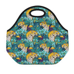 Tiger And Toucan Pattern Print Neoprene Lunch Bag