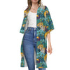 Tiger And Toucan Pattern Print Open Front Beach Cover Up