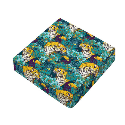 Tiger And Toucan Pattern Print Outdoor Seat Cushion Cover