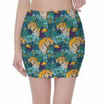 Tiger And Toucan Pattern Print Pencil Mini Skirt