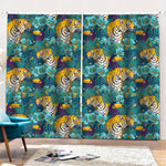 Tiger And Toucan Pattern Print Pencil Pleat Curtains
