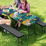 Tiger And Toucan Pattern Print Picnic Table Cover