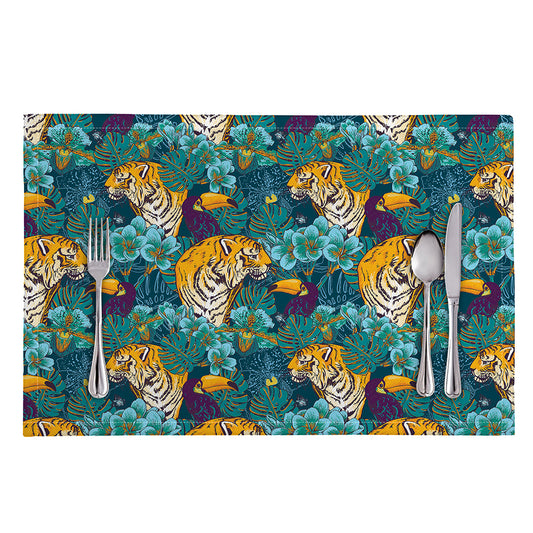 Tiger And Toucan Pattern Print Placemat