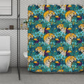 Tiger And Toucan Pattern Print Polyester Shower Curtain