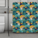 Tiger And Toucan Pattern Print Polyester Shower Curtain