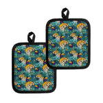 Tiger And Toucan Pattern Print Pot Holders
